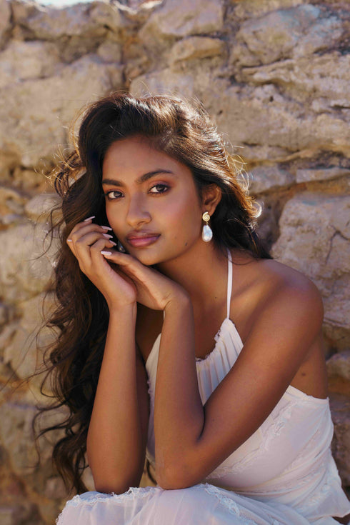 Gold Conch Large Baroque Pearl Earrings - House Of Pearls